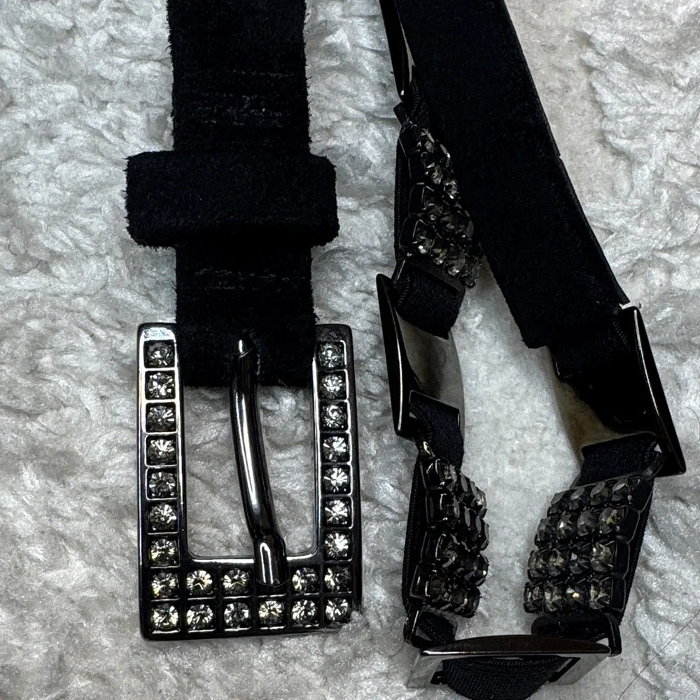 Ibel vintage Black Crystal-Embellished Women's Belt